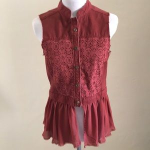 Ruffled Peplum Convertible Vest S